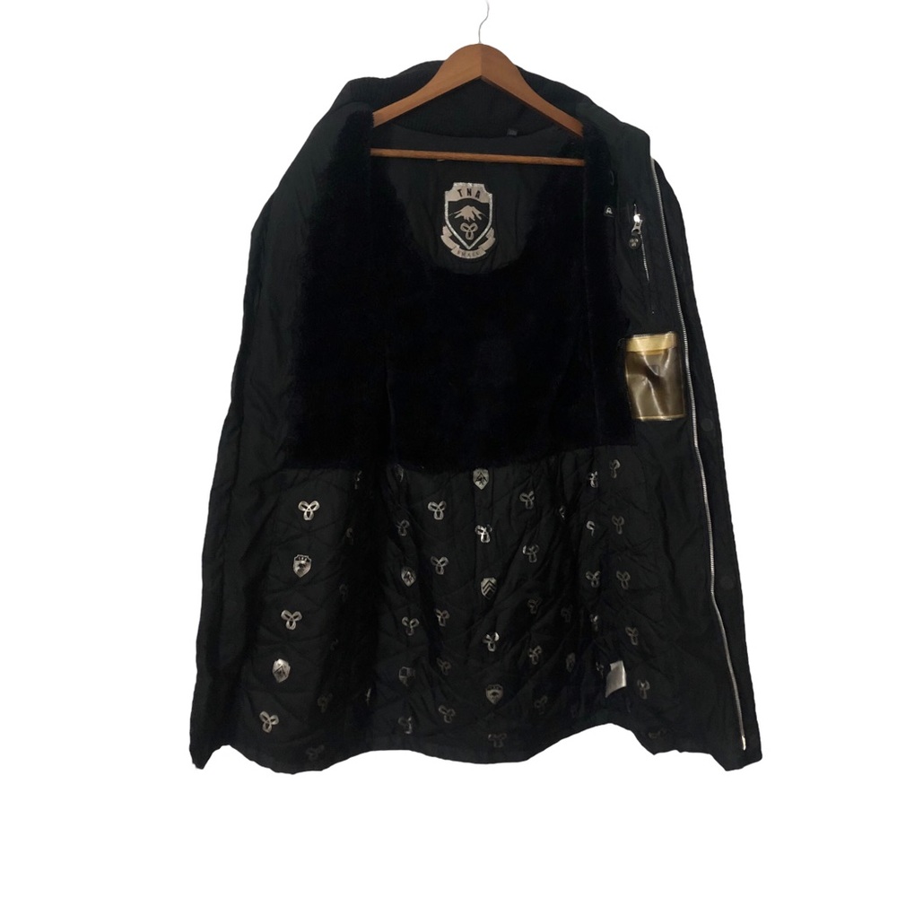 TNA sz Small Long Mid Length Warm Insulated Black Parka Winter Jacket Coat - Picture 12 of 14